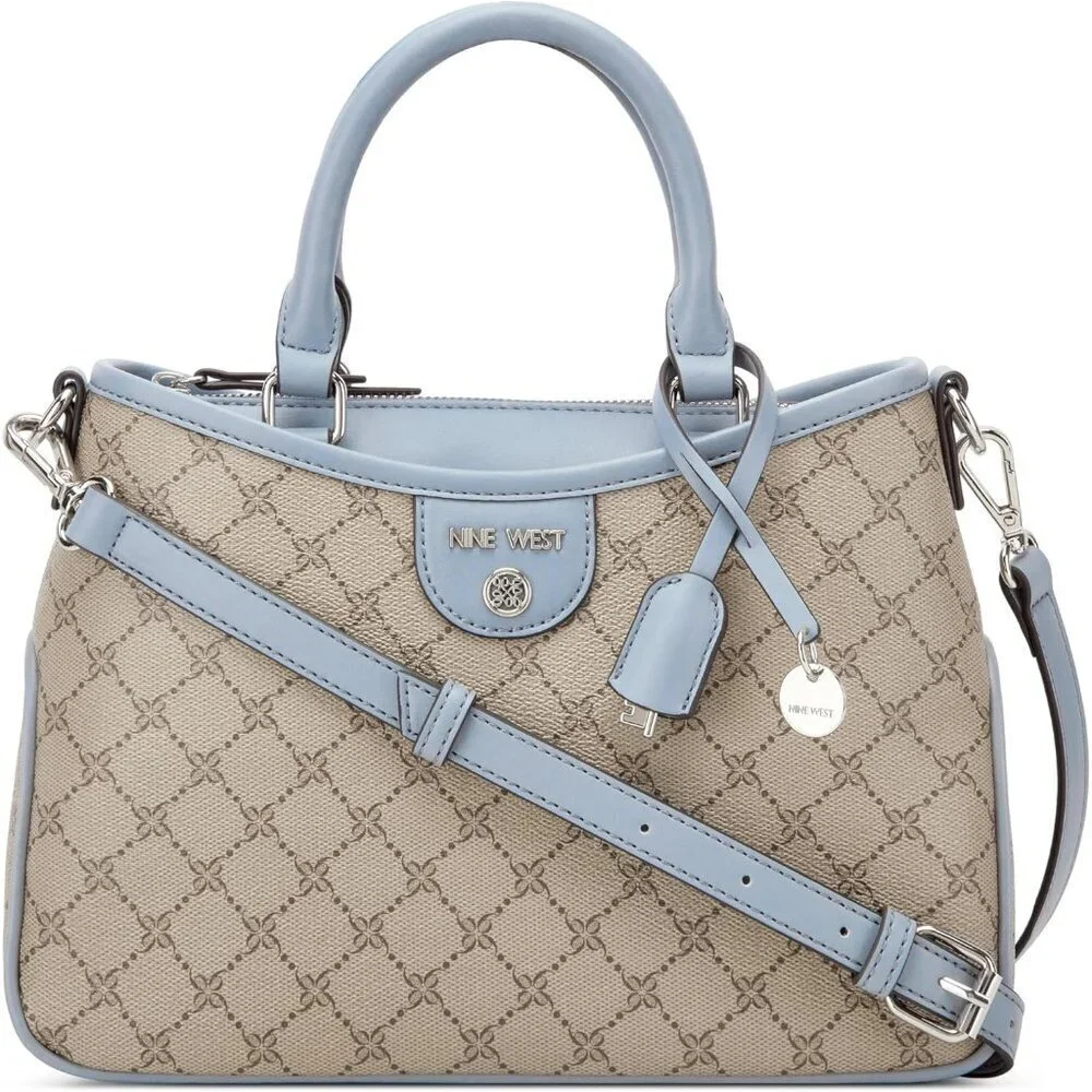 Small Cotton Blend Satchel Womens Zipper Closure Multiple Pockets